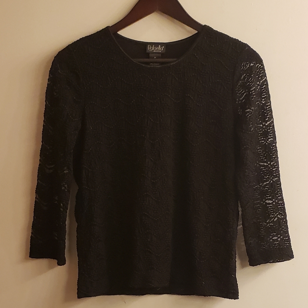Vintage 90s Rafaella stretch lace top 3/4 sleeves